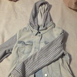 Wallflower Kids Jean Jacket with Striped Sleeves